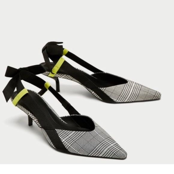 Zara Shoes - Zara | Checkered Kitten Heel Sling Back